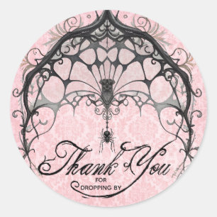 Goth Spider Web Thank You Halloween Classic Round Sticker