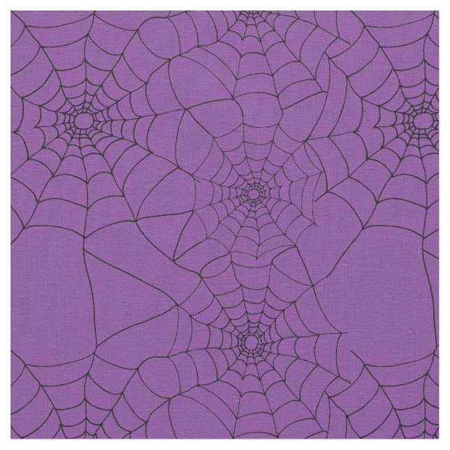 Goth Spider Webs Cobwebs Purple Patterned Fabric (Close Up)