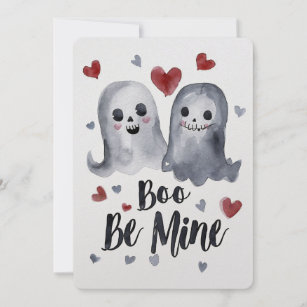 Goth Spooky Valentine Ghosts with Hearts Holiday Card