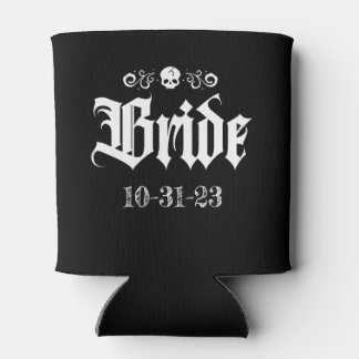 Goth Spooky Witchy Halloween Bride Can Cooler