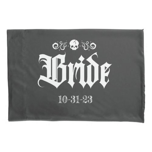 Goth Spooky Witchy Halloween Bride Pillow Case