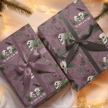 Goth St. Patricks Day Floral Skulls Irish Wedding Wrapping Paper<br><div class="desc">This unique and elegant Irish gothic wedding wrapping paper design features beautiful hand-drawn Irish-themed illustrations in black ink against an elegant dark plum purple background. Featuring green clovers, skulls, crows, green roses and wildflowers, this festive green wrapping paper is ideal for Irish weddings, bridal showers, and other March celebrations. Personalize...</div>