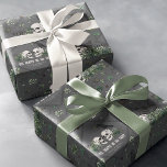 Goth St. Patricks Day Floral Skulls Irish Wedding Wrapping Paper<br><div class="desc">This unique and elegant Irish gothic wedding wrapping paper design features beautiful hand-drawn Irish-themed illustrations in black ink against an elegant dark gray background. Featuring green clovers, skulls, crows, green roses and wildflowers, this festive green wrapping paper is ideal for Irish weddings, bridal showers, and other March celebrations. Personalize with...</div>