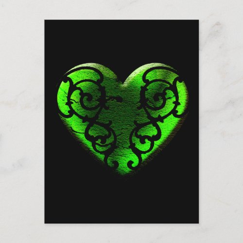 Goth St Patricks Day Green Heart Postcard