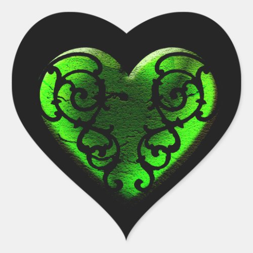Goth St Patricks Day Green Heart Sticker