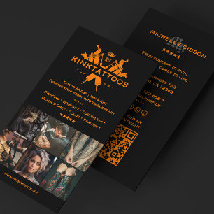 Goth Tattoo Artist Orange Black Tattooist Business Card