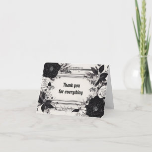 Goth Themed Black and Ivory Letterpress Thank You Card