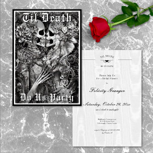 Goth Til Death Do Us Party Skeleton Bridal Shower Invitation