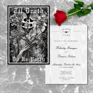 Goth Til Death Do Us Party Skeleton Couples Shower Invitation