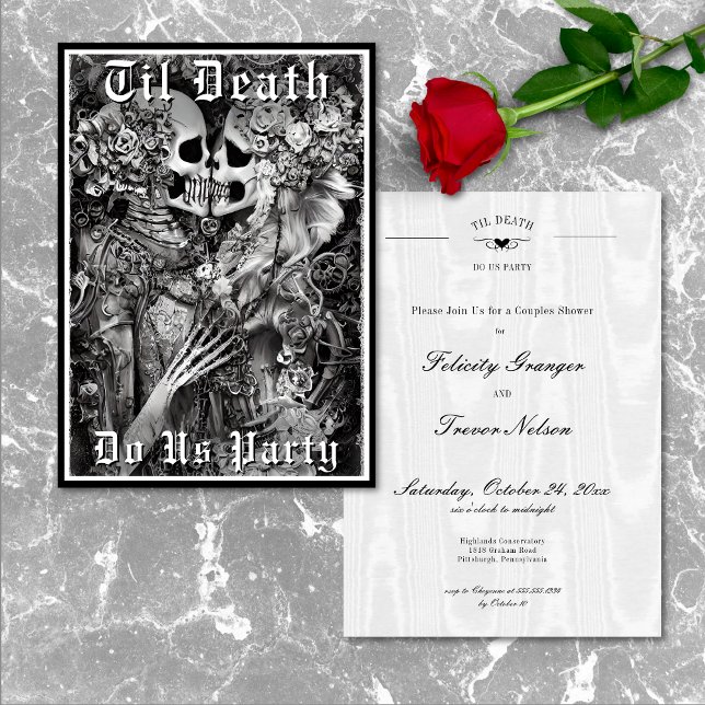 Goth Til Death Do Us Party Skeleton Couples Shower Invitation (Goth Til Death Do Us Party Skeleton Couples Shower Invitation)