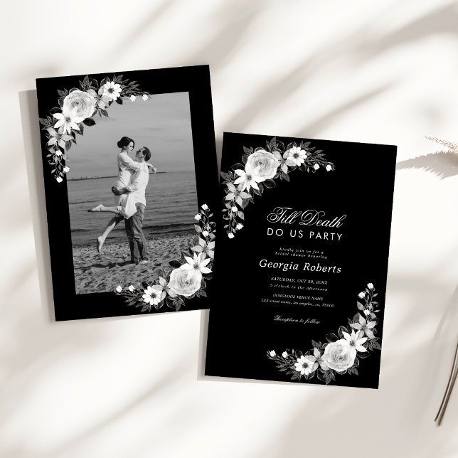 Goth Till Death Do Us Party Floral Bridal Shower Invitation (Creator Uploaded)