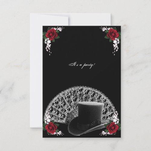 Goth Top Hat and Fan Victorian Wedding Invitation