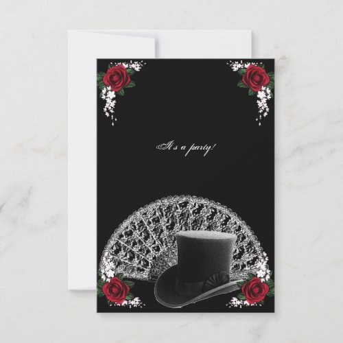 Goth Top Hat and Fan Victorian Wedding Custom Announcement
