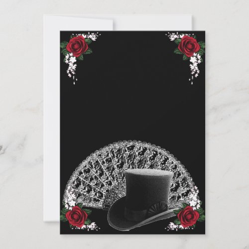 Goth Top Hat and Fan Victorian Wedding Invitation