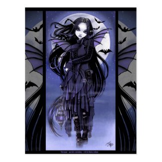 Goth Vampire Bat Fairy Purple Moon Morgan Postcad Postcard