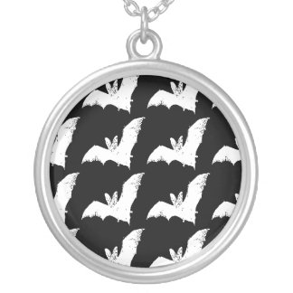 Goth Vampire Bat Pattern Sterling Silver Necklace