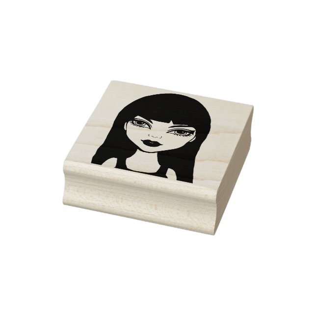 Goth Vampire Cartoon Girl Original Art Drawing Rubber Stamp (Stamp)