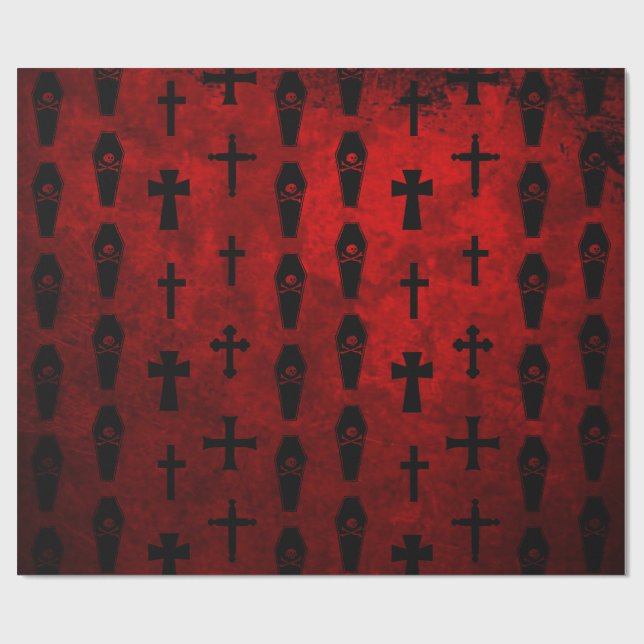 Goth Vampire Coffin Gift Wrap (Flat)