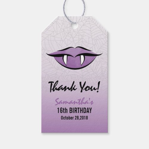 Goth Vampire Halloween Birthday Thank You Gift Tag