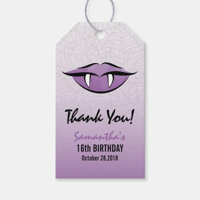 Goth Vampire Halloween Birthday Thank You Gift Tag (Front)