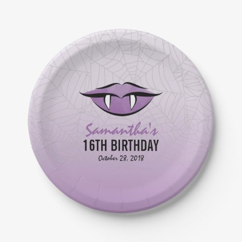 Goth Vampire Lips Halloween Birthday Paper Plate