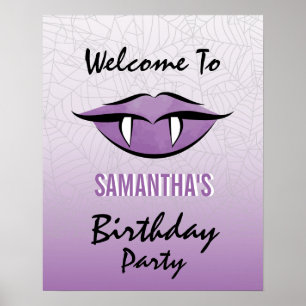 Goth Vampire Lips Halloween Birthday Poster Sign