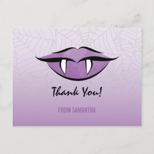 Goth Vampire Lips Halloween Birthday Thank You Postcard