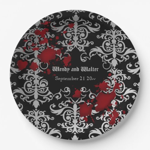 Goth vampire themed wedding paper plates