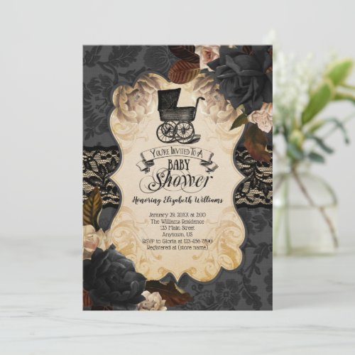 Goth Victorian Baby Shower Invitation