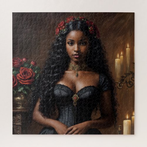 Goth Victorian Black Woman Jigsaw Puzzle