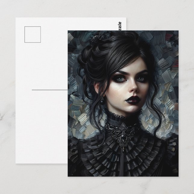 Goth Victorian Woman In Black Postcard (Front/Back)