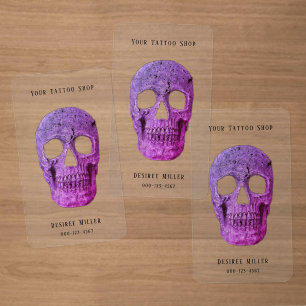 Goth Vintage Antique Pink Texture Girly Skull Head Clear Business Cards