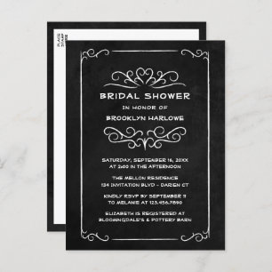Goth Vintage Black Chalkboard Bridal Shower Postcard
