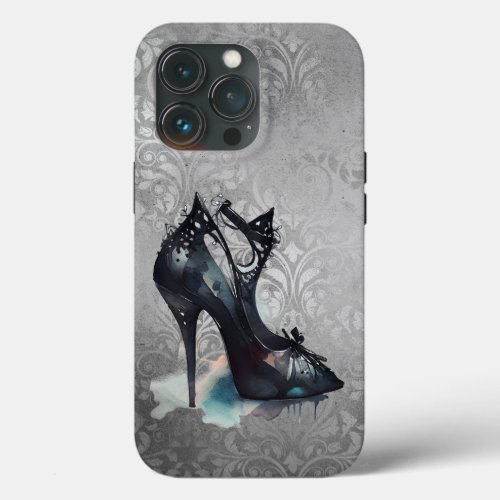Goth Vogue Grunge  Teal Splash Stiletto High Heel iPhone 13 Pro Case