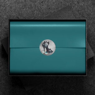 Goth Vogue Grunge Teal Splash Stiletto High Heel Classic Round Sticker