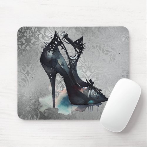 Goth Vogue Grunge  Teal Splash Stiletto High Heel Mouse Pad