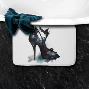 Goth Vogue   Teal Splash and Stiletto High Heel Bath Mat