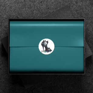 Goth Vogue Teal Splash and Stiletto High Heel Classic Round Sticker