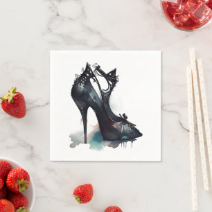 Goth Vogue   Teal Splash and Stiletto High Heel Napkins
