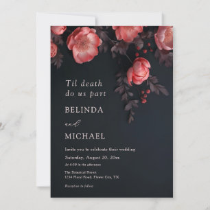 Goth Wedding 3D Roses Casual Wedding Invitation