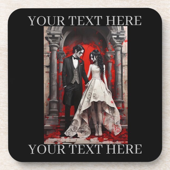 Goth Wedding Couple Leaving the Church Beverage Coaster (Front)