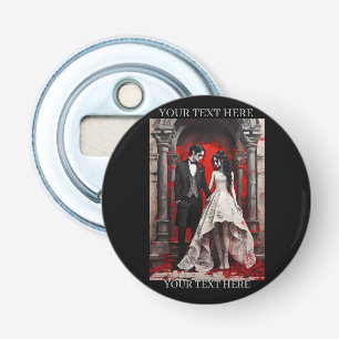 Goth Wedding Couple Leaving the Church Bottle Opener