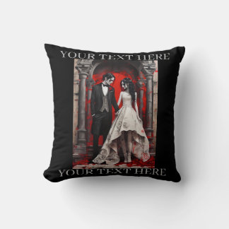 Goth Wedding Couple Leaving the Church Throw Pillow