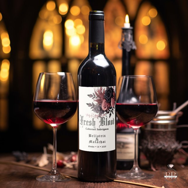 Goth Wedding Fresh Blood Red Wine  Label (Creator Uploaded)