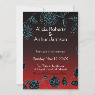 Goth wedding Gothic Red Black Grunge Halloween Invitation
