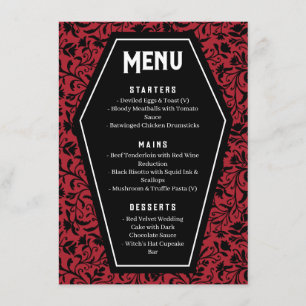 Goth Wedding Menu Coffins & Floral