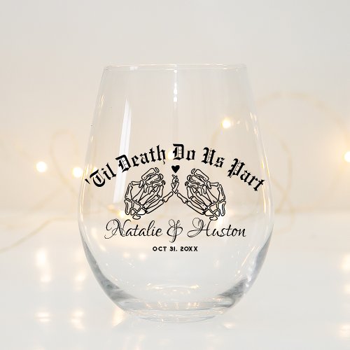 Goth Wedding Personalized Bridesmaids Till Death Stemless Wine Glass