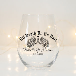 Goth Wedding Personalized Bridesmaids Till Death Stemless Wine Glass