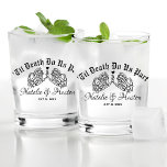 Goth Wedding Personalized Bridesmaids Till Death Whiskey Glass<br><div class="desc">Introducing our Gothic Wedding Personalized Bridesmaids Till Death Whiskey Glass, a striking addition to your celebration with a touch of dark elegance. Crafted to commemorate special occasions like dating anniversaries or as customized newlywed wedding gifts, these glasses are perfect for couples seeking personalized party favors in bulk. Elevate your event...</div>