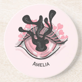 Goth Weird Pink Eye Creepy Horror Magical Witch Coaster